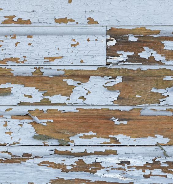 old lead paint peeling off wood sliding